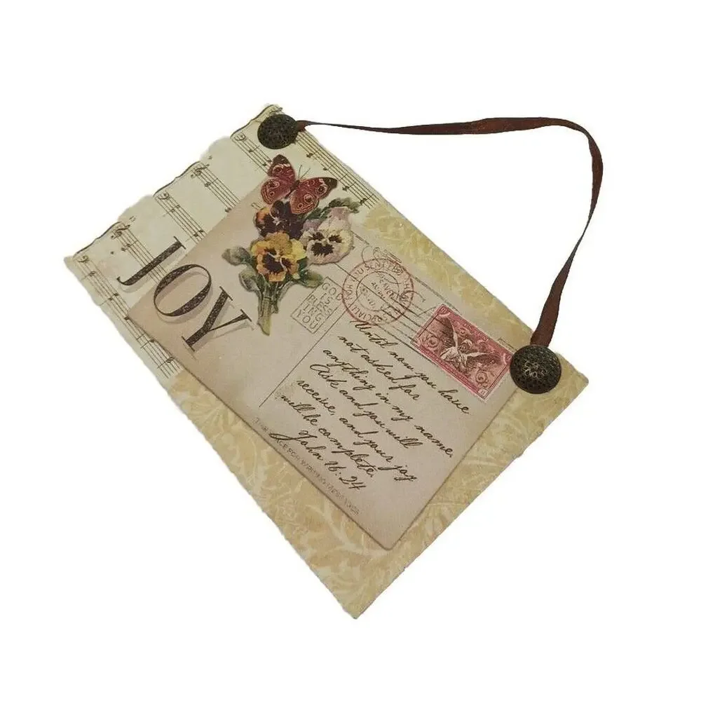 JOY Hanging Wall Decor Positive Bible Verse FLORAL Flower Postcard Butterfly Vnt